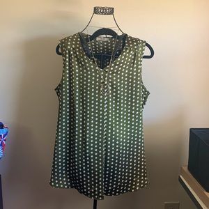 Sleeveless V-Neck Silky Plus Size Blouse